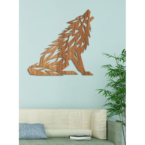 Dřevěný obraz Vytí vlka