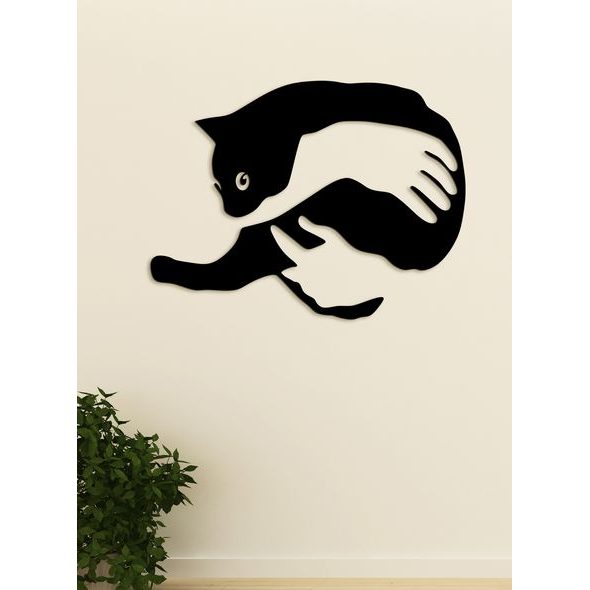 Drevený obraz na stenu mačka v náručí