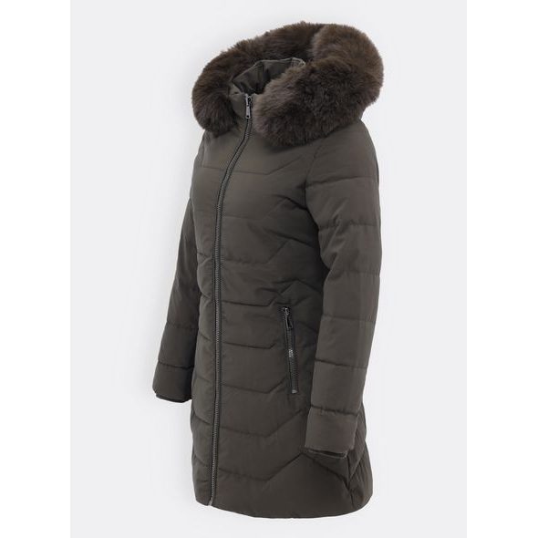 Dámská prošívaná bunda s kapucí tmavě zelená
