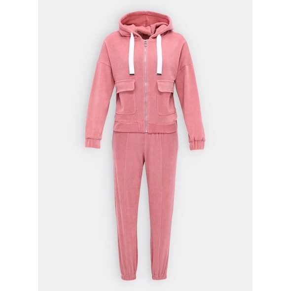 Dámské žebrované tepláky růžové