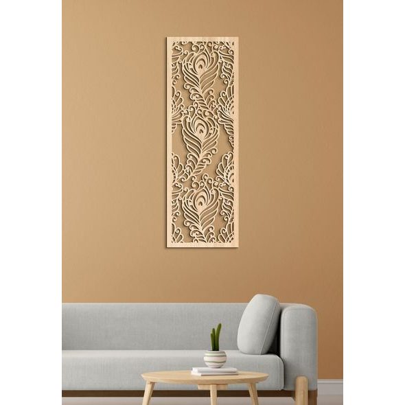 Luxusní dřevěná mandala Páví peří