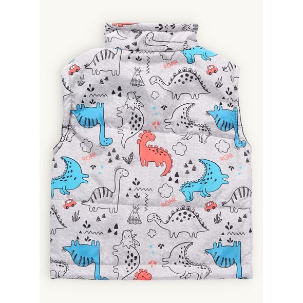 Dětská prošívaná vesta DINOSAURY šedá