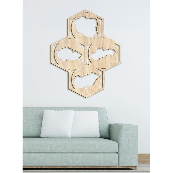 Dřevěný nástěnný obraz Mapy