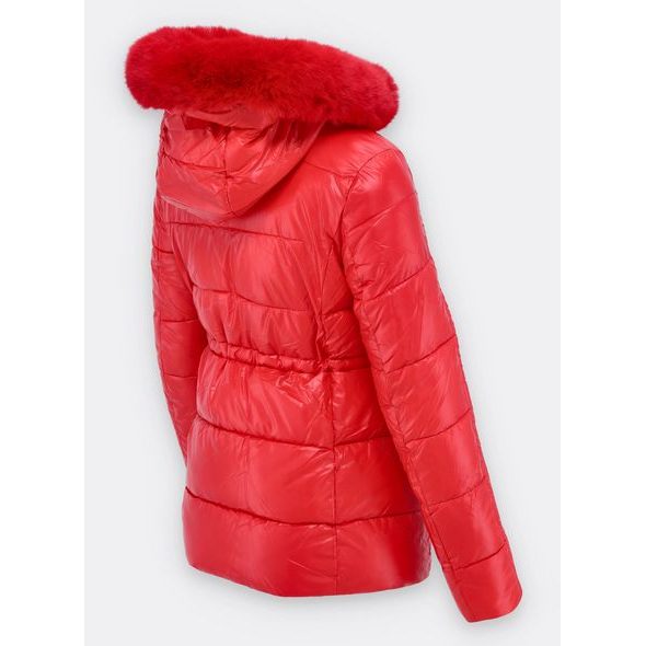 Dámska lesklá zimná bunda červená