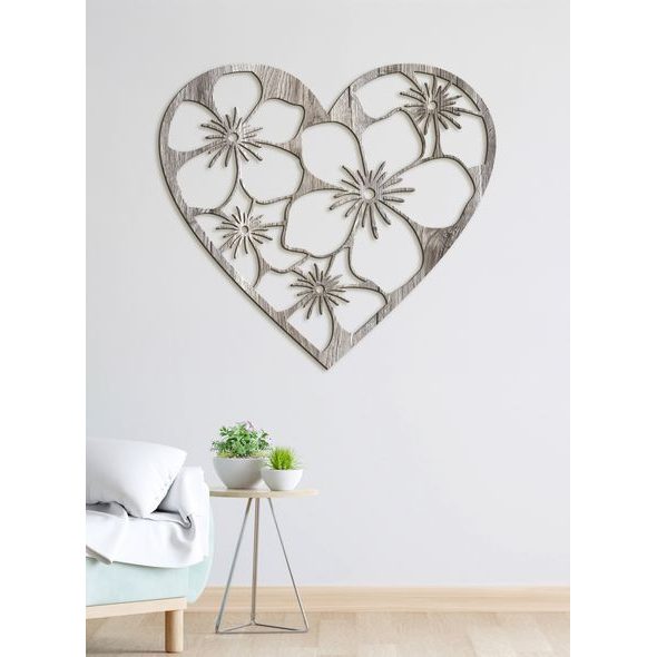Dřevěný obraz Srdce plné květin