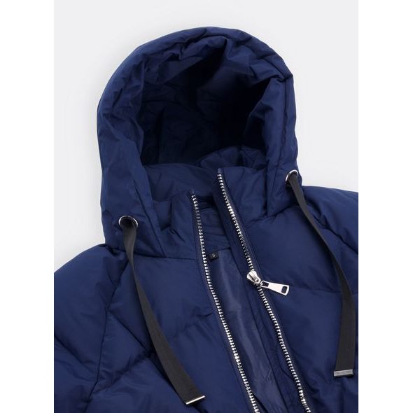 Dámska dlhá  zimná bunda s kapucňou tmavomodrá