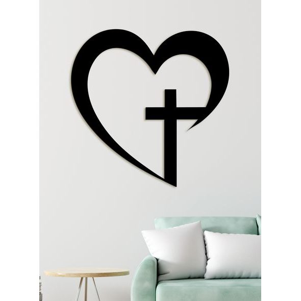 Drevený obraz na stenu Kríž v srdci