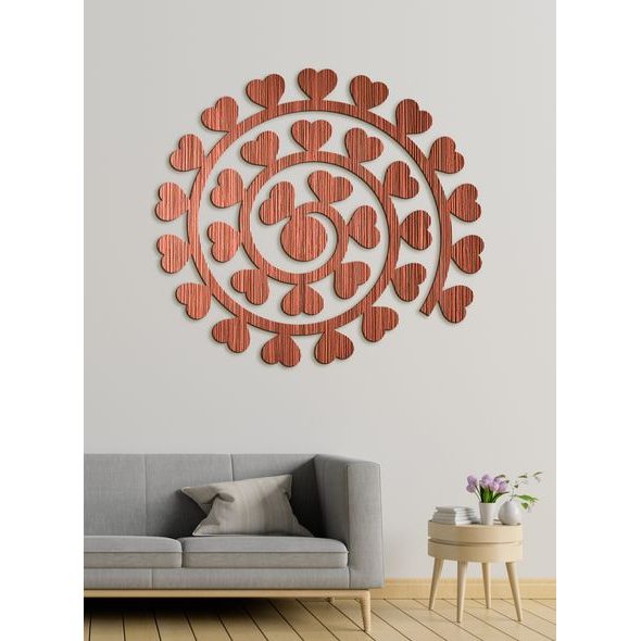 Dřevěný nástěnný obraz Spirála srdcí