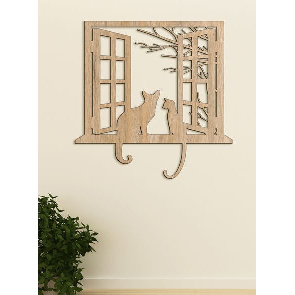 Dřevěná dekorace kočky