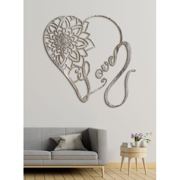 Dřevěný obrázek srdce - LOVE