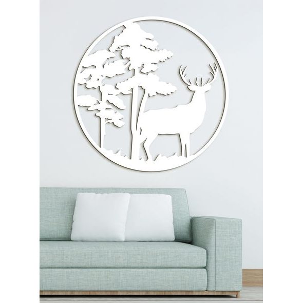 Dřevěný obraz Silueta jelena