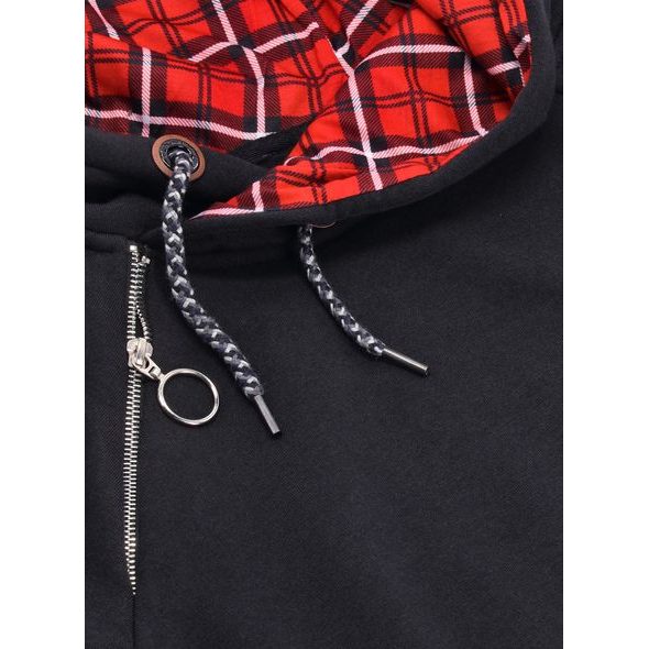 Dámská prodloužená mikina s kapucí černá