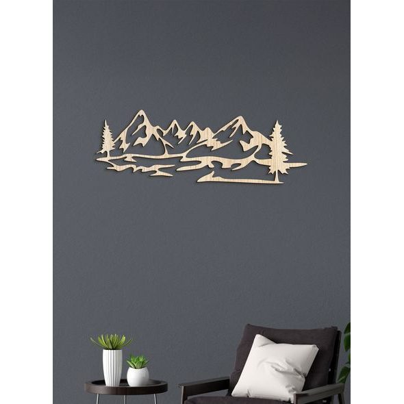 Dřevěný obraz Silueta hor