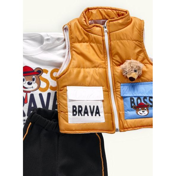 Dětská sada s blikajícím medvídkem žlutá