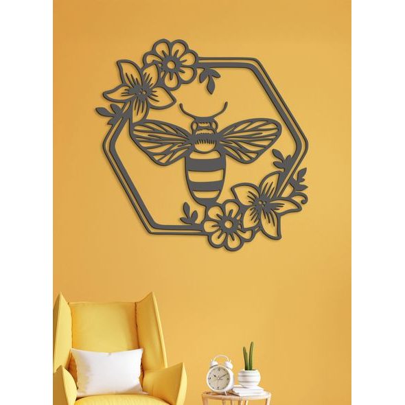 Dřevěný obraz Včela s květinami