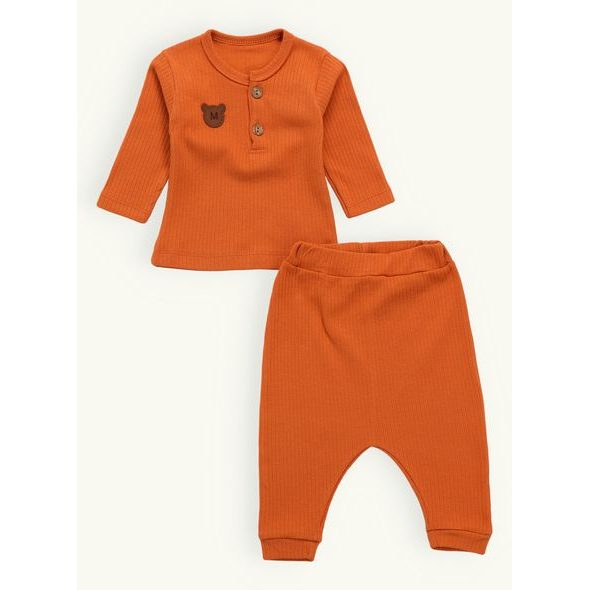 DĚTSKÉ ŽEBROVANÉ PYŽAMO CIHLOVÉ