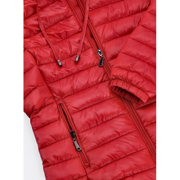 Dámska lesklá prešívaná bunda červená