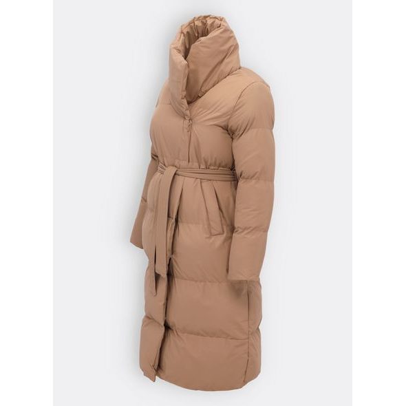 Dámská zimní bunda s páskem camel