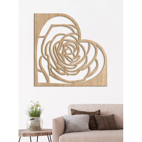 DREVENÁ DEKORÁCIA NA STENU ROSE