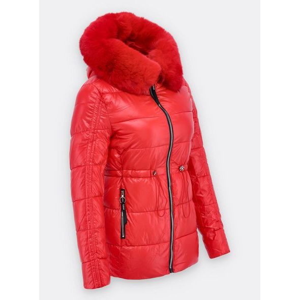 Dámska lesklá zimná bunda červená