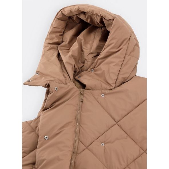 Dámska dlhá prešívaná vesta kamelová