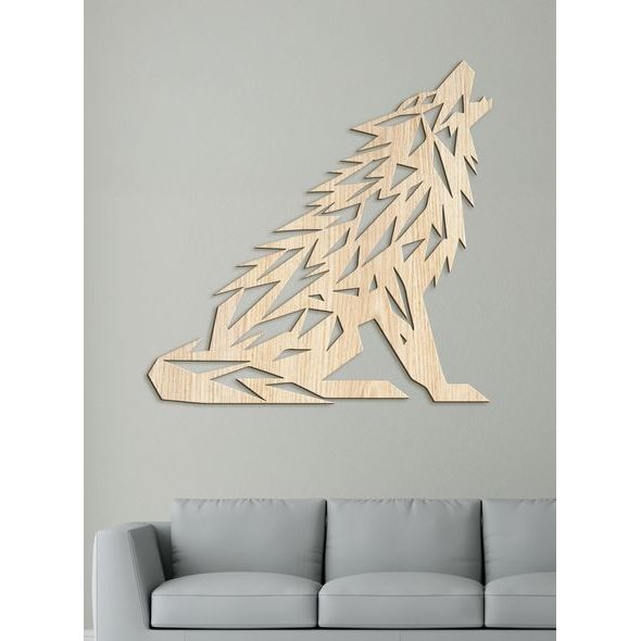 Dřevěný obraz Vytí vlka