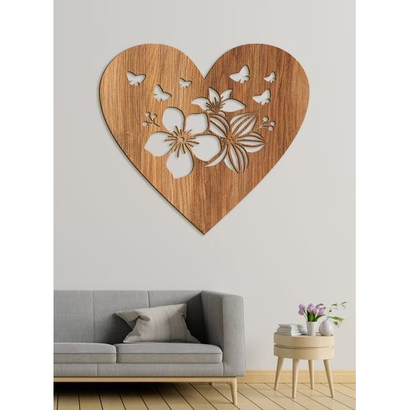Drevený obraz Srdce plné motýľov