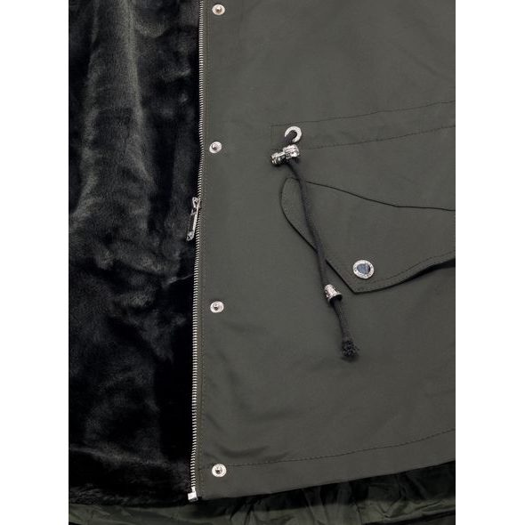 Dámská zimní bunda s kožešinou khaki