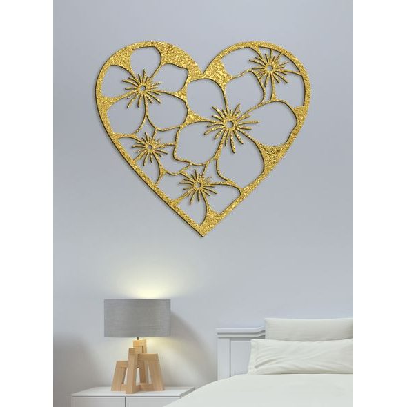 Dřevěný obraz Srdce plné květin