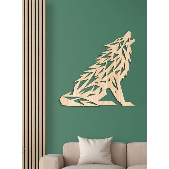 Dřevěný obraz Vytí vlka