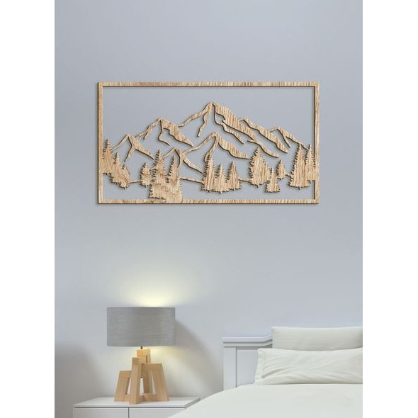 Dřevěný obraz Horská krajina