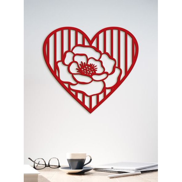 Dřevěný obrázek růže v srdci