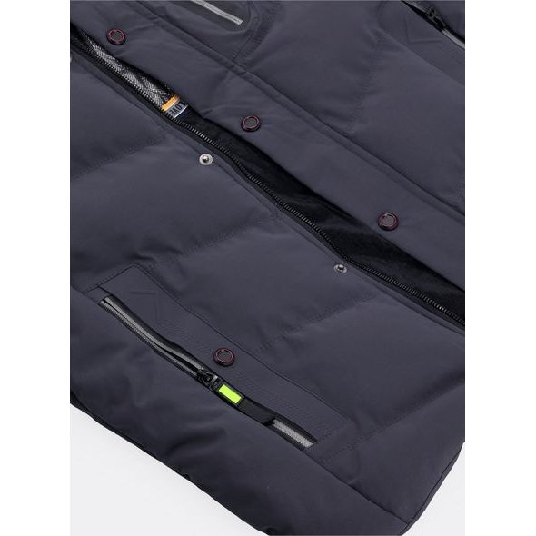 Pánská zimní bunda s kapucí šedá