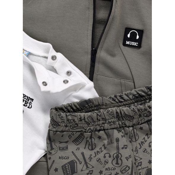 Kojenecká tepláková souprava MUSIC olivová