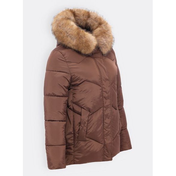 Dámská krátká prošívaná bunda hnědá