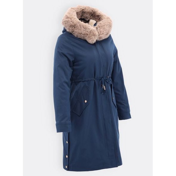 Dámska dlhá zimná bunda tmavomodrá