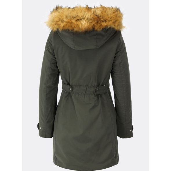 Zateplená dámska zimná bunda tmavozelená