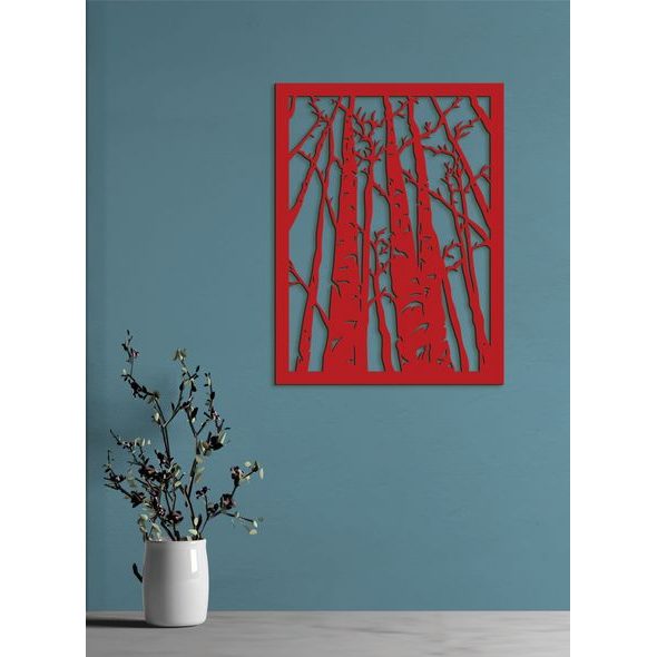 Dřevěný obrázek na stěně - silueta lesa