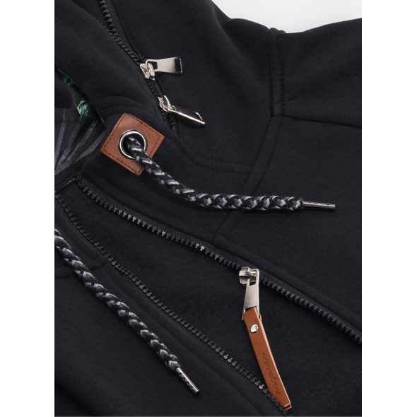 Čierna mikina s kvetinovou kapucňou