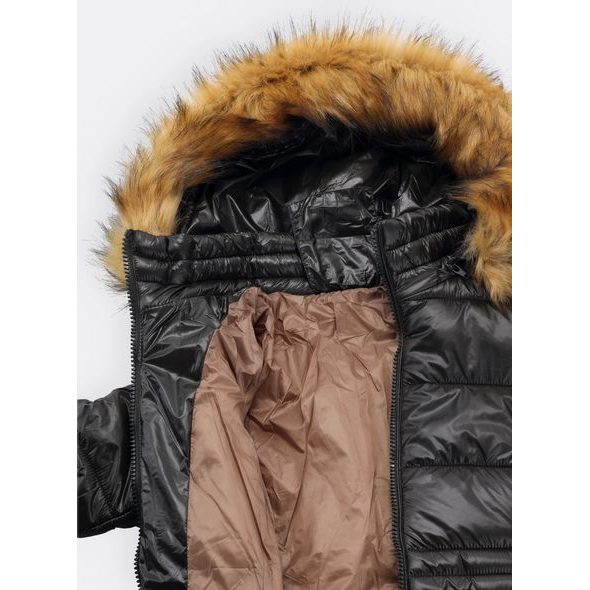 Dámská lesklá prošívaná bunda tmavě zelená