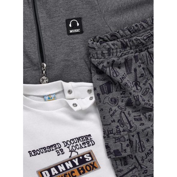 Kojenecká tepláková souprava MUSIC grafitová