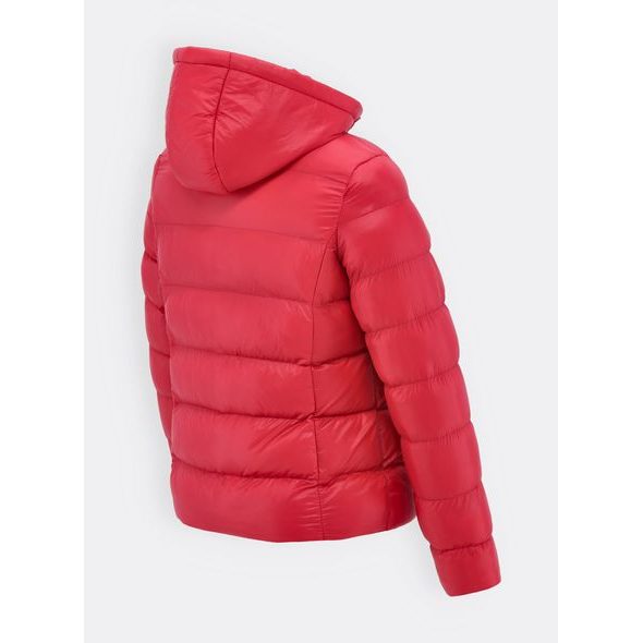 Dámská prošívaná bunda s kapucí červená