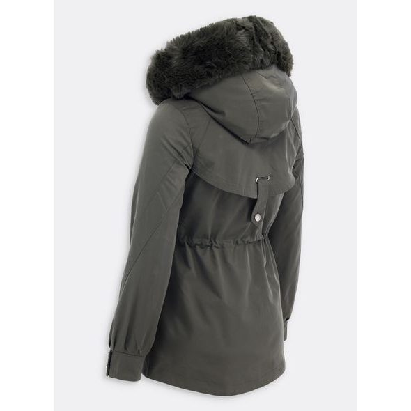 Dámská zimní bunda s kožešinou khaki