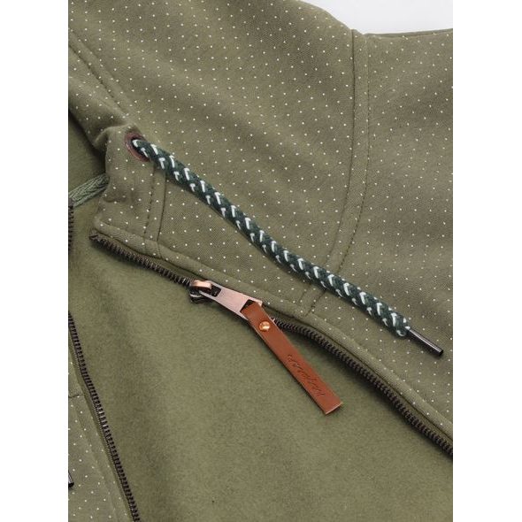 Prodloužená tečkovaná mikina khaki