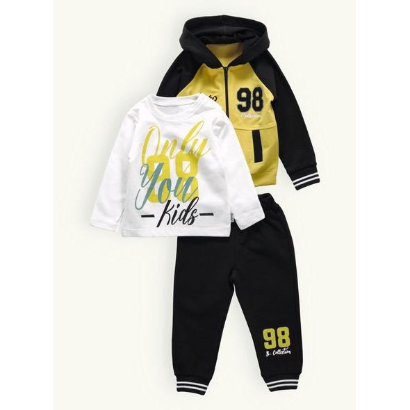 Detská športová tepláková súprava žlto-čierna