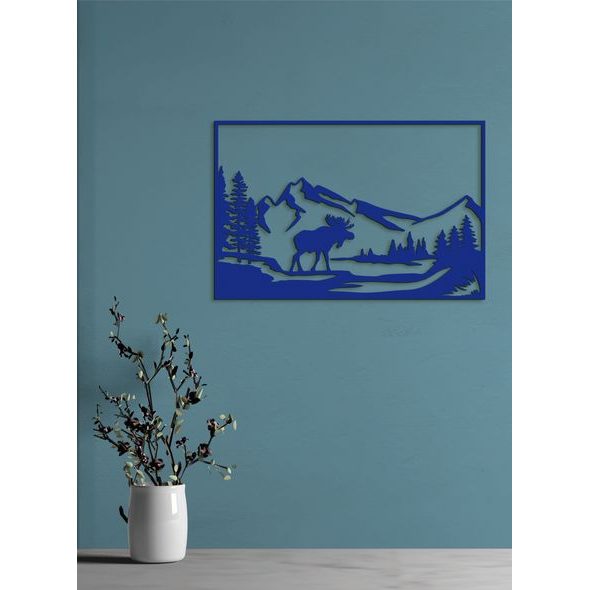 Dřevěný obraz Horská krajina s losem