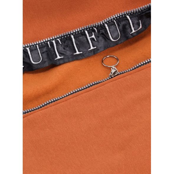 Mikina s ozdobným lemom tehlová