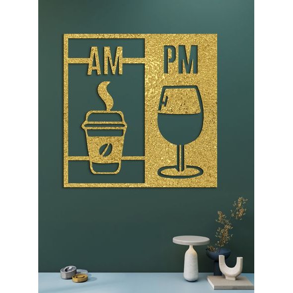 Drevená dekorácia Deň začína kávou a končí vínom