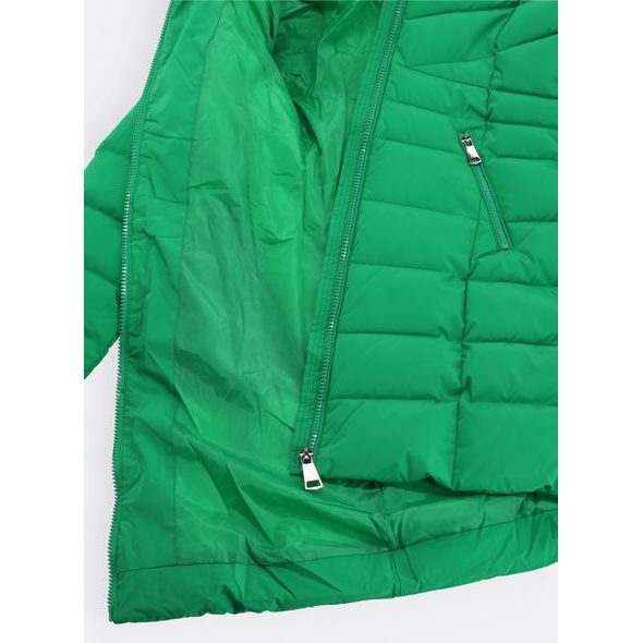 Dámska prešívaná zimná bunda s kapucňou zelená