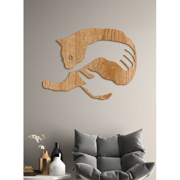 Drevený obraz na stenu mačka v náručí